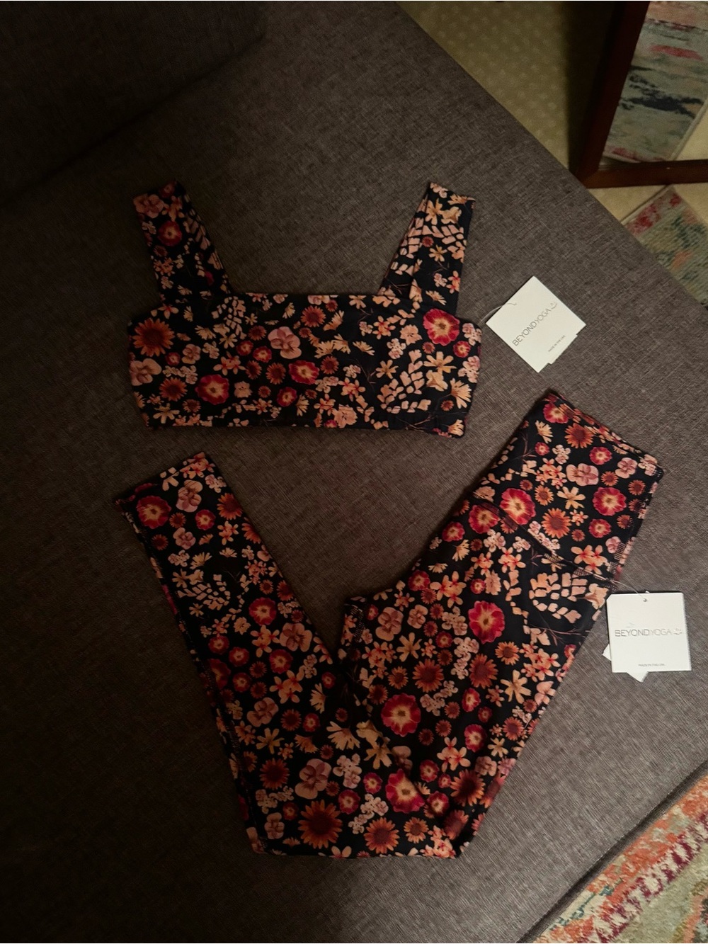Beyond Yoga Floral Print Sports Bra and Leggings Set